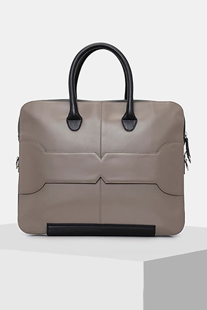 Grey & Black Handcrafted Laptop Bag by Tiger Marron at Pernia's Pop Up Shop