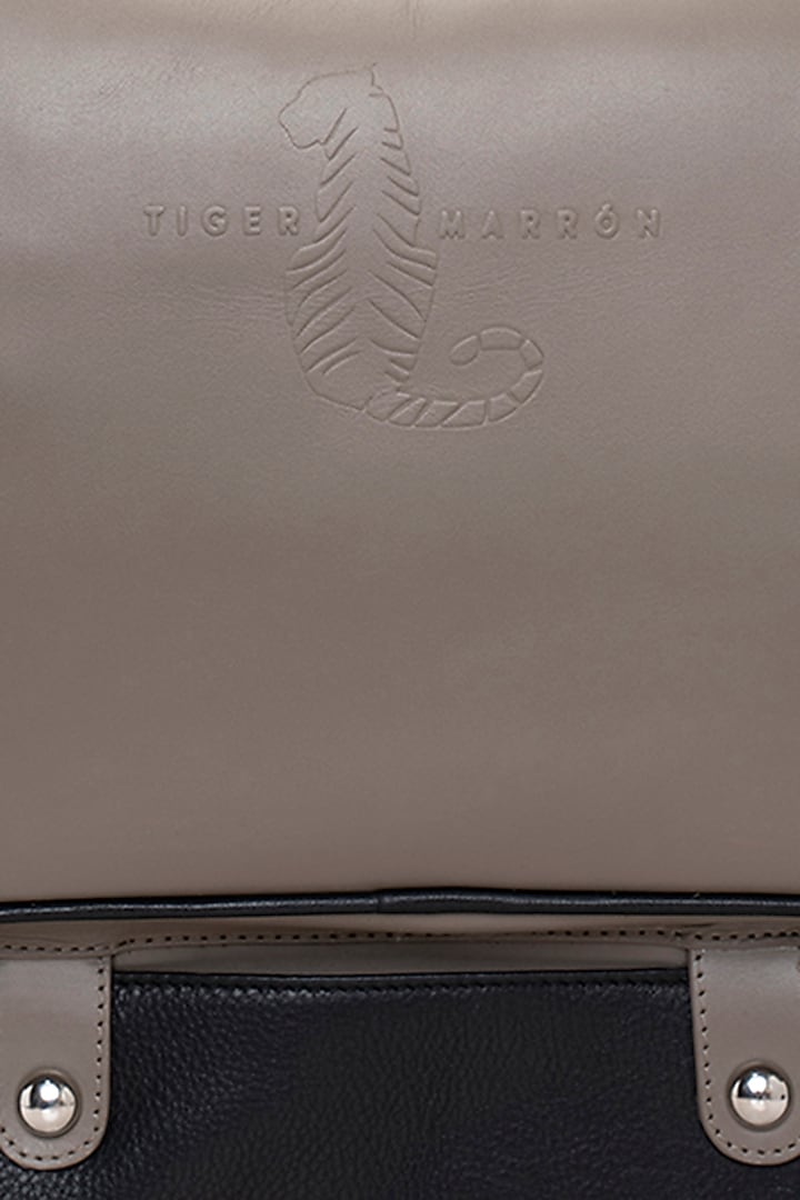 Grey & Black Handcrafted Laptop Bag by Tiger Marron at Pernia's Pop Up Shop