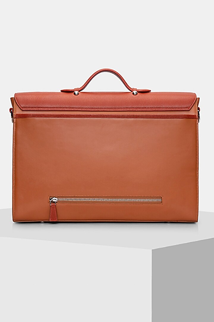 Orange Handcrafted Briefcase by Tiger Marron at Pernia's Pop Up Shop