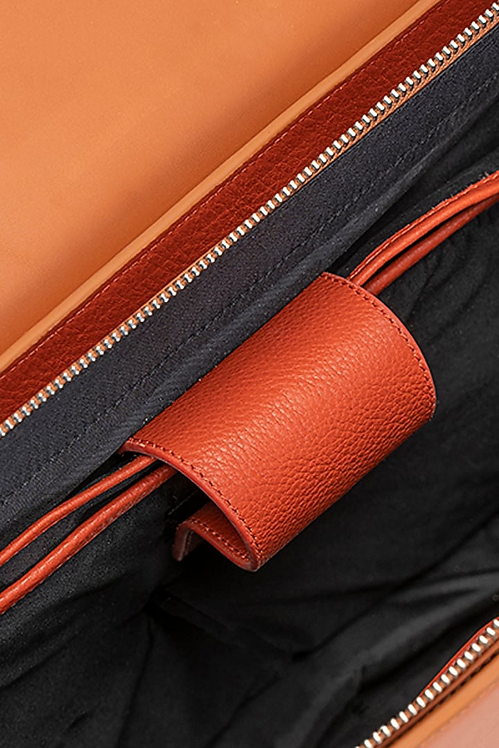 Orange Handcrafted Briefcase by Tiger Marron at Pernia's Pop Up Shop