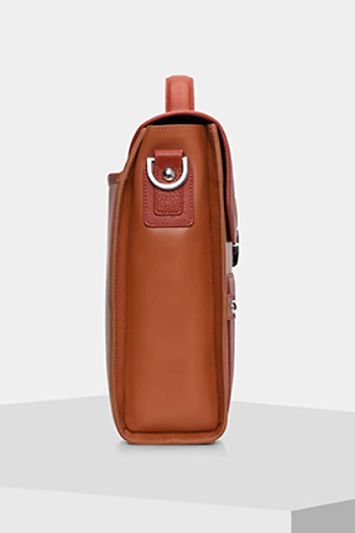 Orange Handcrafted Briefcase by Tiger Marron at Pernia's Pop Up Shop