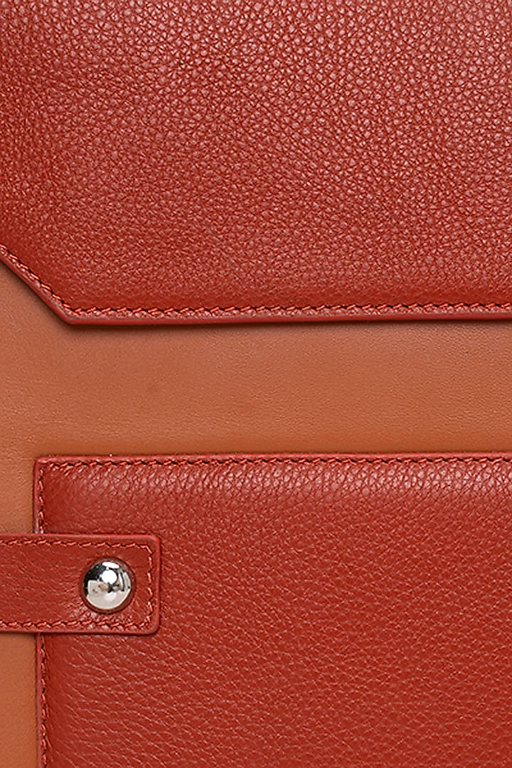 Orange Handcrafted Briefcase by Tiger Marron at Pernia's Pop Up Shop