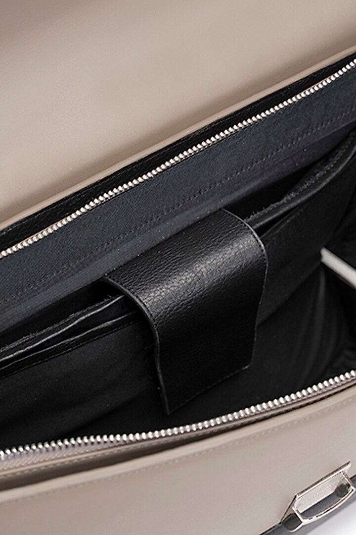 Grey & Black Handcrafted Briefcase by Tiger Marron at Pernia's Pop Up Shop