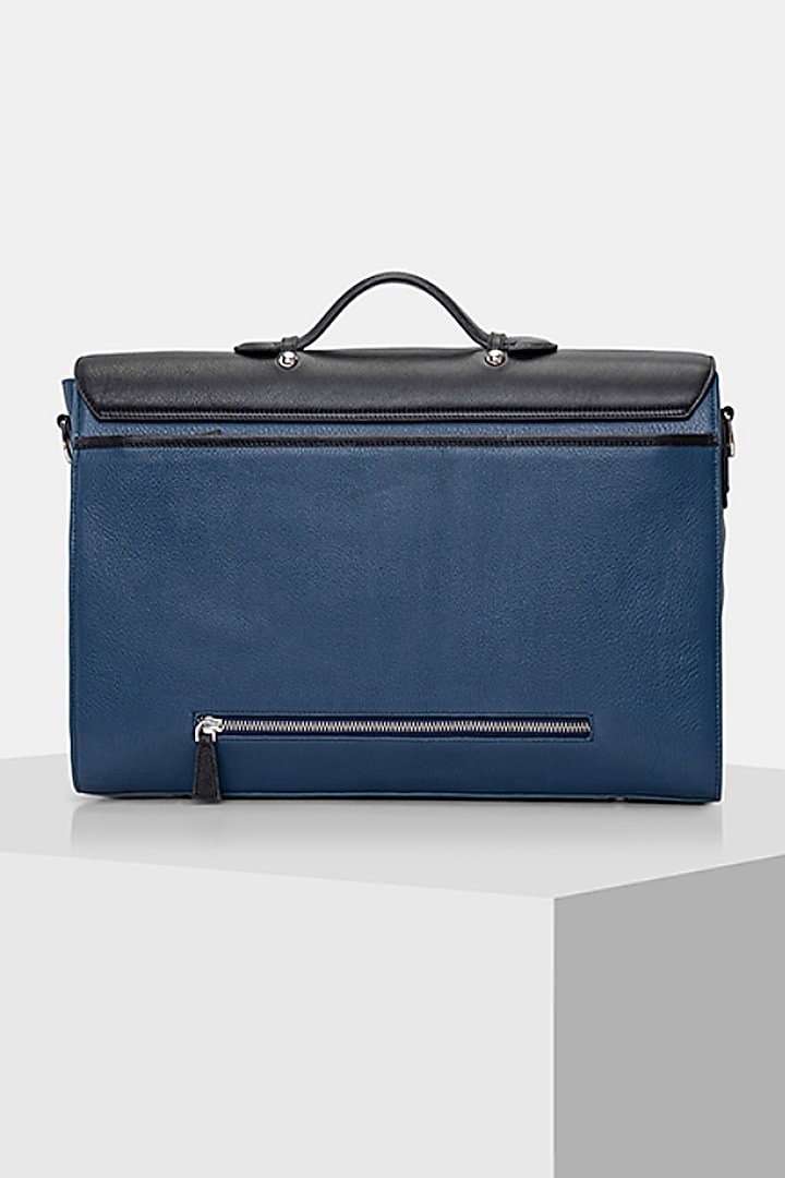 Blue & Black Handcrafted Briefcase by Tiger Marron at Pernia's Pop Up Shop