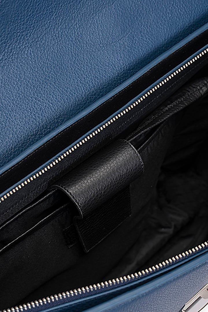 Blue & Black Handcrafted Briefcase by Tiger Marron at Pernia's Pop Up Shop