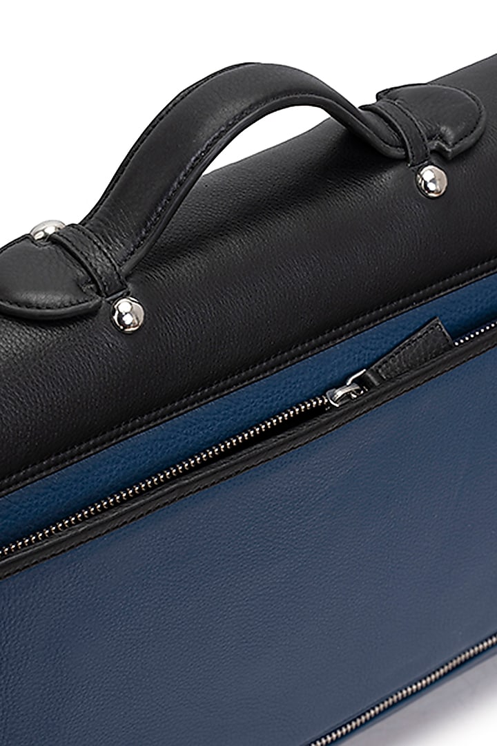 Blue & Black Handcrafted Briefcase by Tiger Marron at Pernia's Pop Up Shop