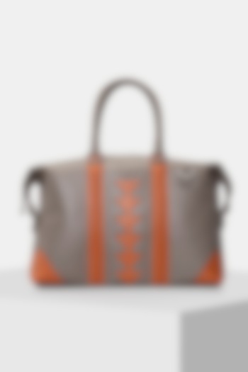 Grey & Orange Handcrafted Laptop Bag by Tiger Marron