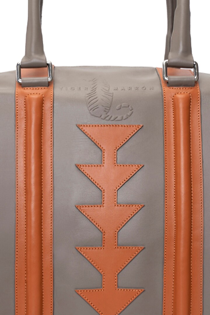 Grey & Orange Handcrafted Laptop Bag by Tiger Marron at Pernia's Pop Up Shop