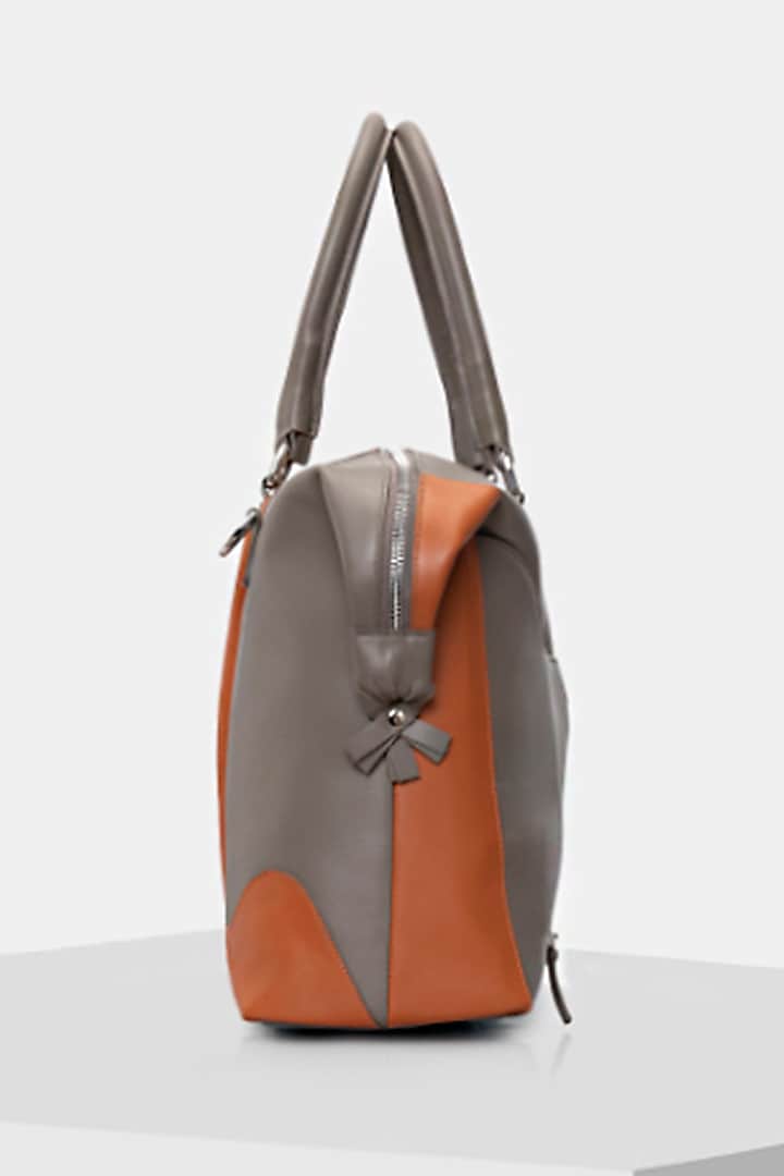 Grey & Orange Handcrafted Laptop Bag by Tiger Marron at Pernia's Pop Up Shop