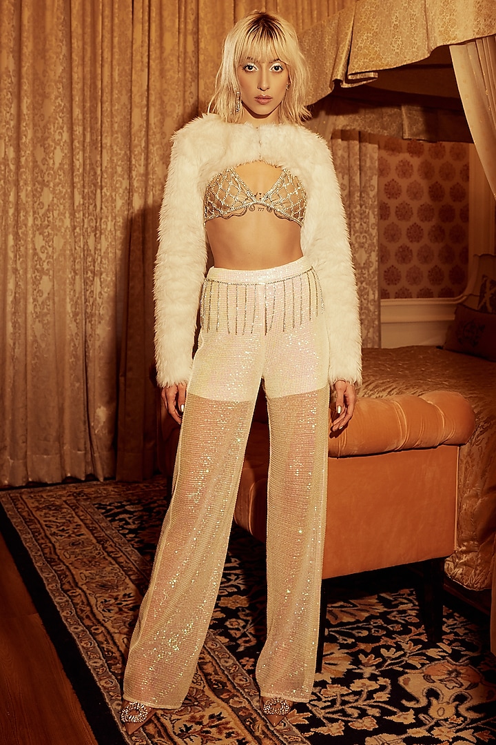 White Sequins Pant Set by Tisharth by Shivani at Pernia's Pop Up Shop