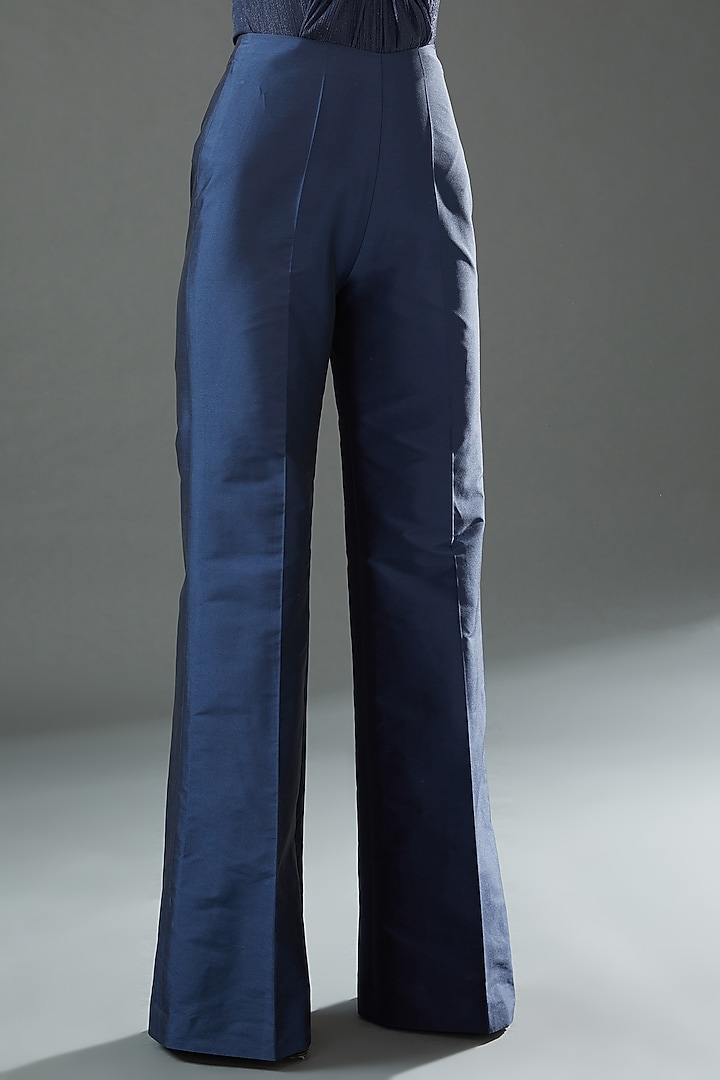 Navy Blue Taffeta Silk Co-Ord Set by Tisharth by Shivani at Pernia's Pop Up Shop