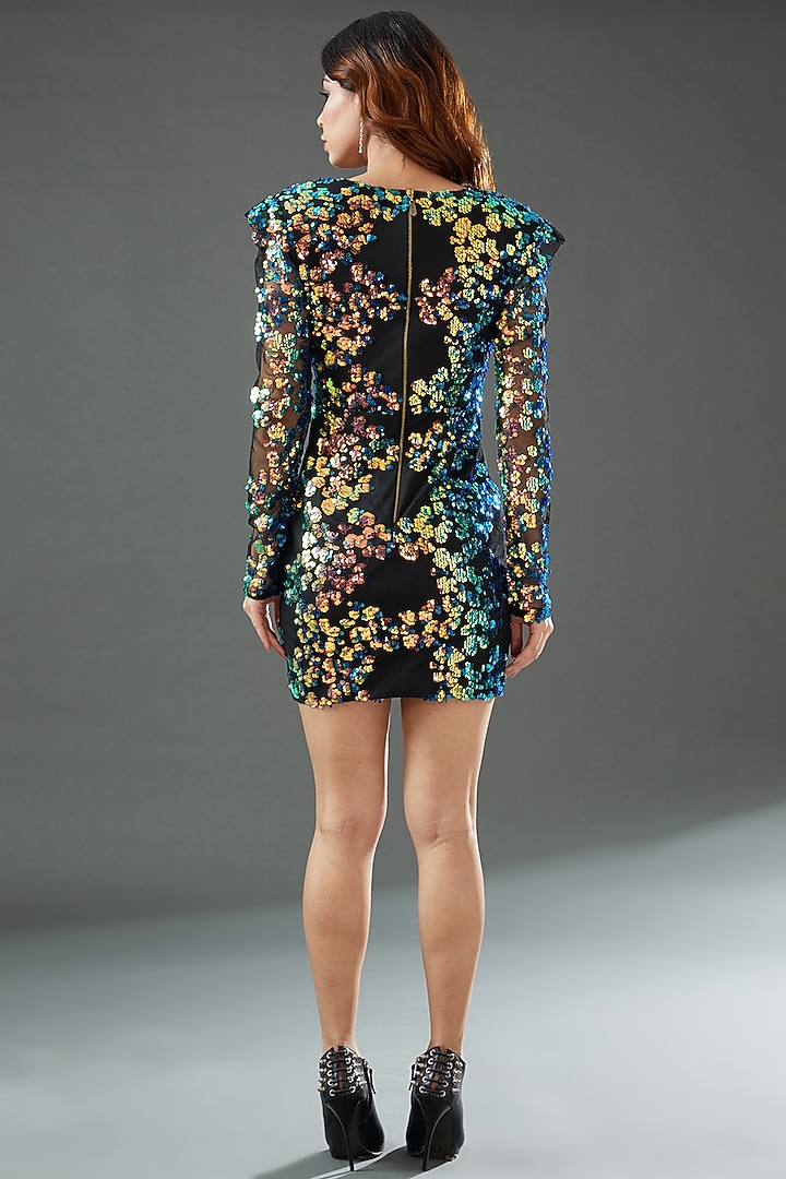 Black Polyester Mini Vacation Dress by Tisharth by Shivani at Pernia's Pop Up Shop