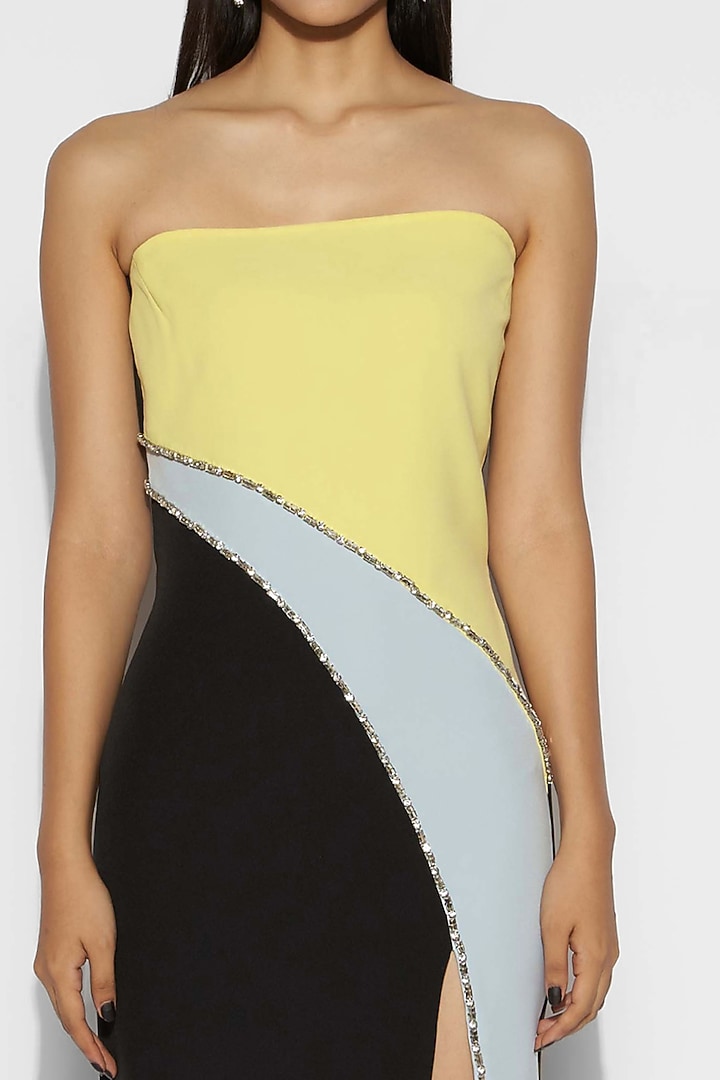 Black Embroidered Bandeau Vacation Dress by Tisharth By Shivani at Pernia's Pop Up Shop