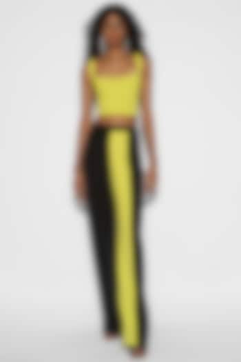Neon Yellow Color Blocked Co-Ord Set by Tisharth By Shivani