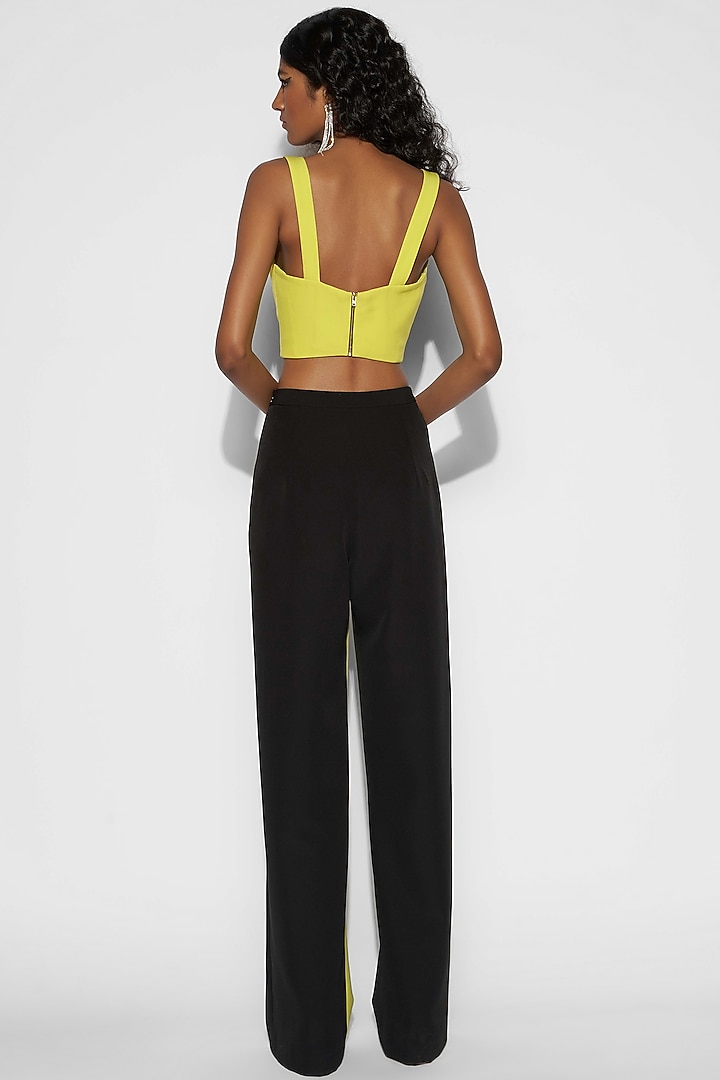 Neon Yellow Color Blocked Co-Ord Set by Tisharth By Shivani at Pernia's Pop Up Shop