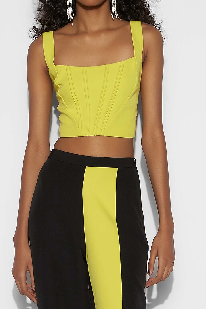 Neon Yellow Color Blocked Co-Ord Set by Tisharth By Shivani at Pernia's Pop Up Shop