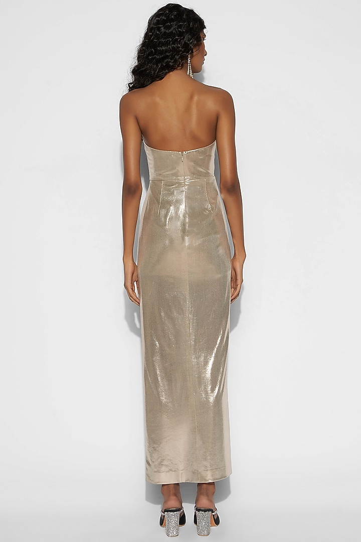 Gold Bandeau Gown by Tisharth By Shivani at Pernia's Pop Up Shop