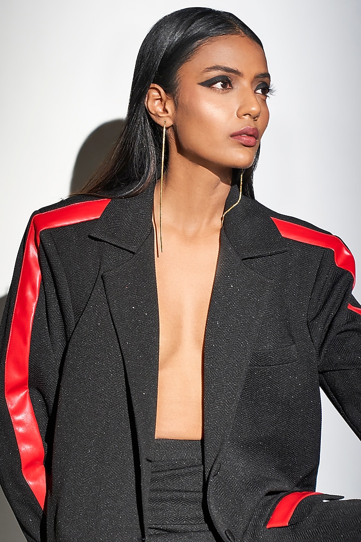 Black Shimmer Blazer Set by Tisharth by Shivani at Pernia's Pop Up Shop