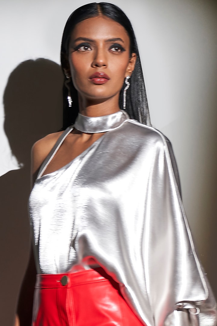 Red Faux Leather Skirt Set by Tisharth by Shivani at Pernia's Pop Up Shop