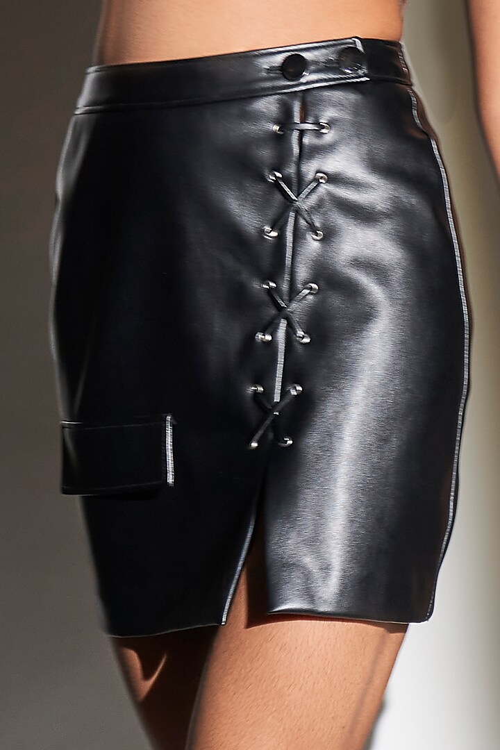 Black Faux Leather Skirt Set by Tisharth by Shivani at Pernia's Pop Up Shop