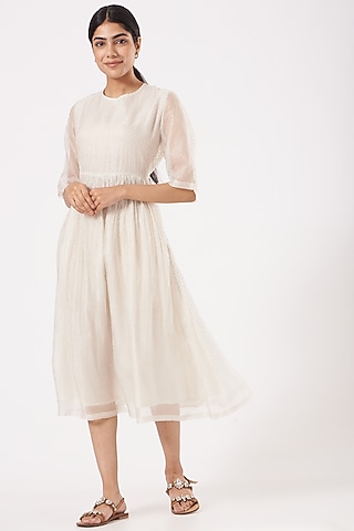 Natural Organza Midi Dress by Tilla