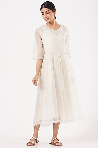 Natural Organza Midi Dress by Tilla