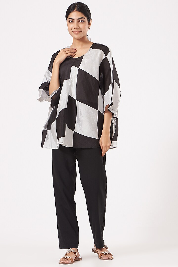 Black & White Silk Top by Tilla