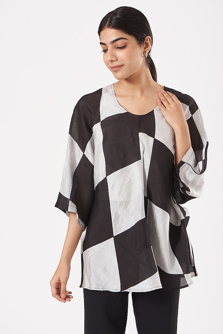 Black & White Silk Top by Tilla at Pernia's Pop Up Shop