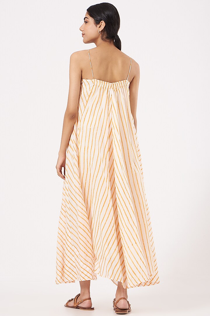Yellow & White Cotton Maxi Spaghetti Summer Dress by Tilla at Pernia's Pop Up Shop