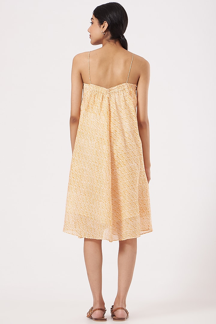 Yellow & White Cotton Mini Spaghetti Summer Dress by Tilla at Pernia's Pop Up Shop