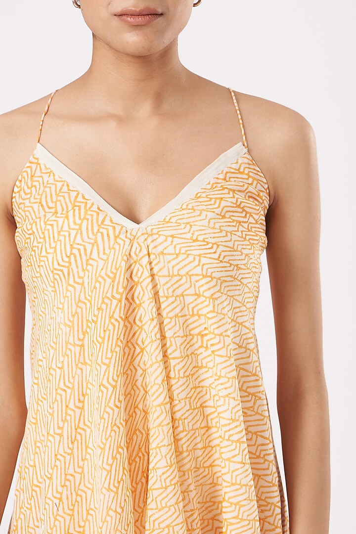 Yellow & White Cotton Mini Spaghetti Summer Dress by Tilla at Pernia's Pop Up Shop