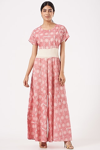 Red Cotton Jumpsuit by Tilla