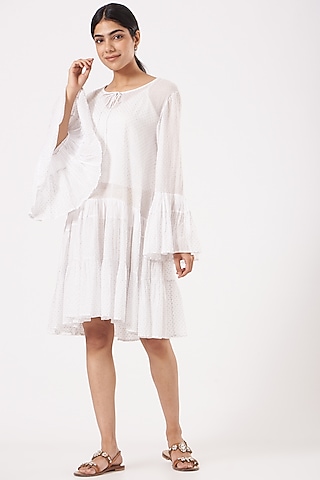 White Cotton Mini Dress by Tilla