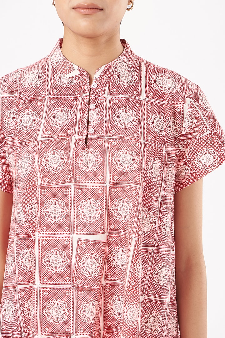 Red Cotton Midi Summer Dress by Tilla at Pernia's Pop Up Shop