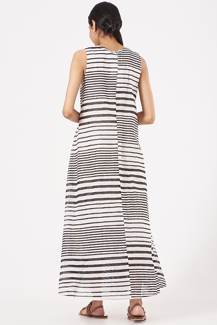 Black & White Cotton Printed Maxi Summer Dress by Tilla at Pernia's Pop Up Shop