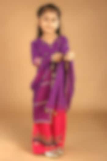 Pink Georgette Embroidered Sharara Set For Girls by Tilsim by Sagarika Mehrotra at Pernia's Pop Up Shop