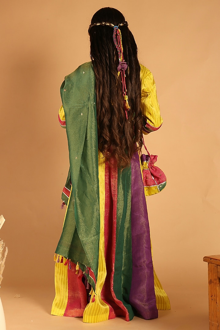 Multi-Colored Tissue Lehenga Set For Girls by Tilsim by Sagarika Mehrotra at Pernia's Pop Up Shop