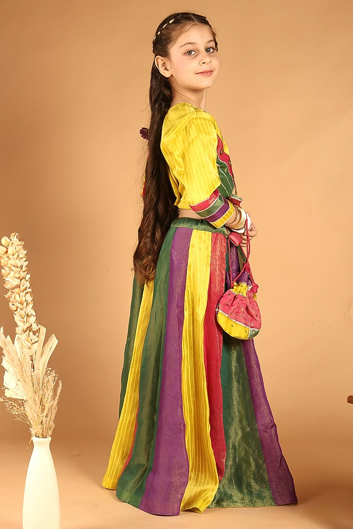 Multi-Colored Tissue Lehenga Set For Girls by Tilsim by Sagarika Mehrotra at Pernia's Pop Up Shop