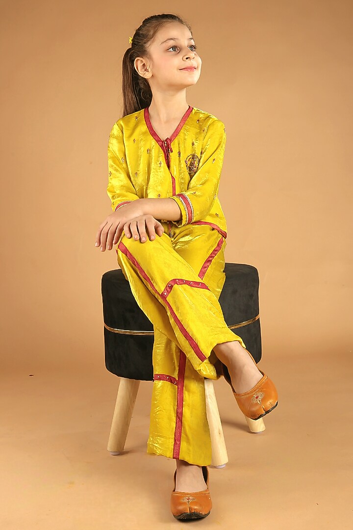 Yellow Tissue Co-Ord Set For Girls by Tilsim by Sagarika Mehrotra at Pernia's Pop Up Shop