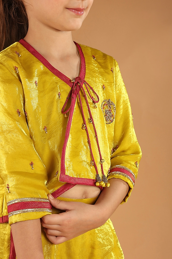 Yellow Tissue Co-Ord Set For Girls by Tilsim by Sagarika Mehrotra at Pernia's Pop Up Shop