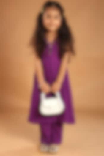 Purple Georgette Embroidered Kurta Set For Girls by Tilsim by Sagarika Mehrotra at Pernia's Pop Up Shop