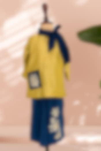 Navy Blue Organza & Tissue Gota Embroidered Co-Ord Set For Girls by Tilsim by Sagarika Mehrotra at Pernia's Pop Up Shop