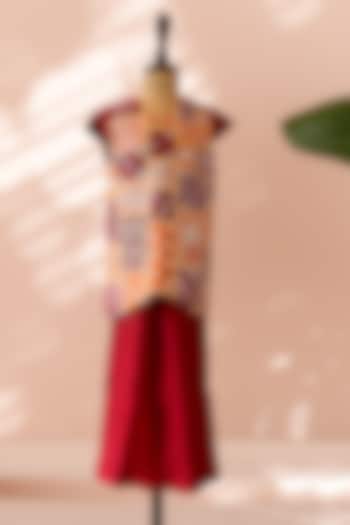 Red Mul Cotton Patchwork Co-Ord Set For Girls by Tilsim by Sagarika Mehrotra at Pernia's Pop Up Shop