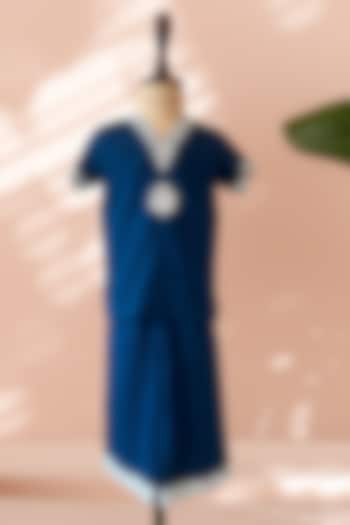 Teal Blue Chiffon Handwork Co-Ord Set For Girls by Tilsim by Sagarika Mehrotra at Pernia's Pop Up Shop