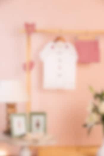 White Cotton Linen Embroidered Co-Ord Set For Girls by Tilsim by Sagarika Mehrotra at Pernia's Pop Up Shop