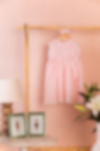 
Pink Cotton Linen Floral Embroidered Dress For Girls by Tilsim by Sagarika Mehrotra at Pernia's Pop Up Shop