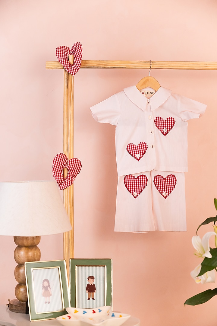 Beige Cotton Linen Embroidered Co-Ord Set For Girls by Tilsim by Sagarika Mehrotra at Pernia's Pop Up Shop