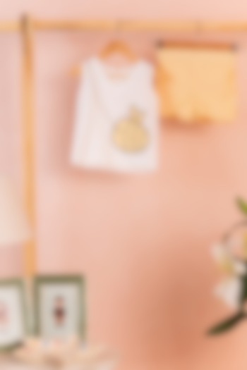 Yellow Cotton Linen Embroidered Co-Ord Set For Girls by Tilsim by Sagarika Mehrotra at Pernia's Pop Up Shop