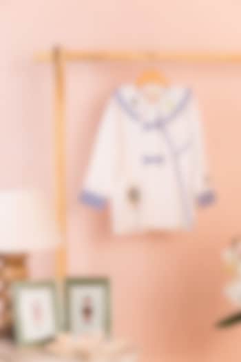 White Cotton Linen Embroidered Dress For Girls by Tilsim by Sagarika Mehrotra at Pernia's Pop Up Shop