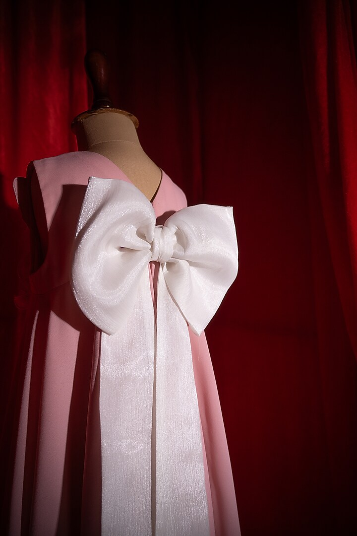 Pink Cotton Linen Embroidered Dress For Girls by Tilsim by Sagarika Mehrotra at Pernia's Pop Up Shop